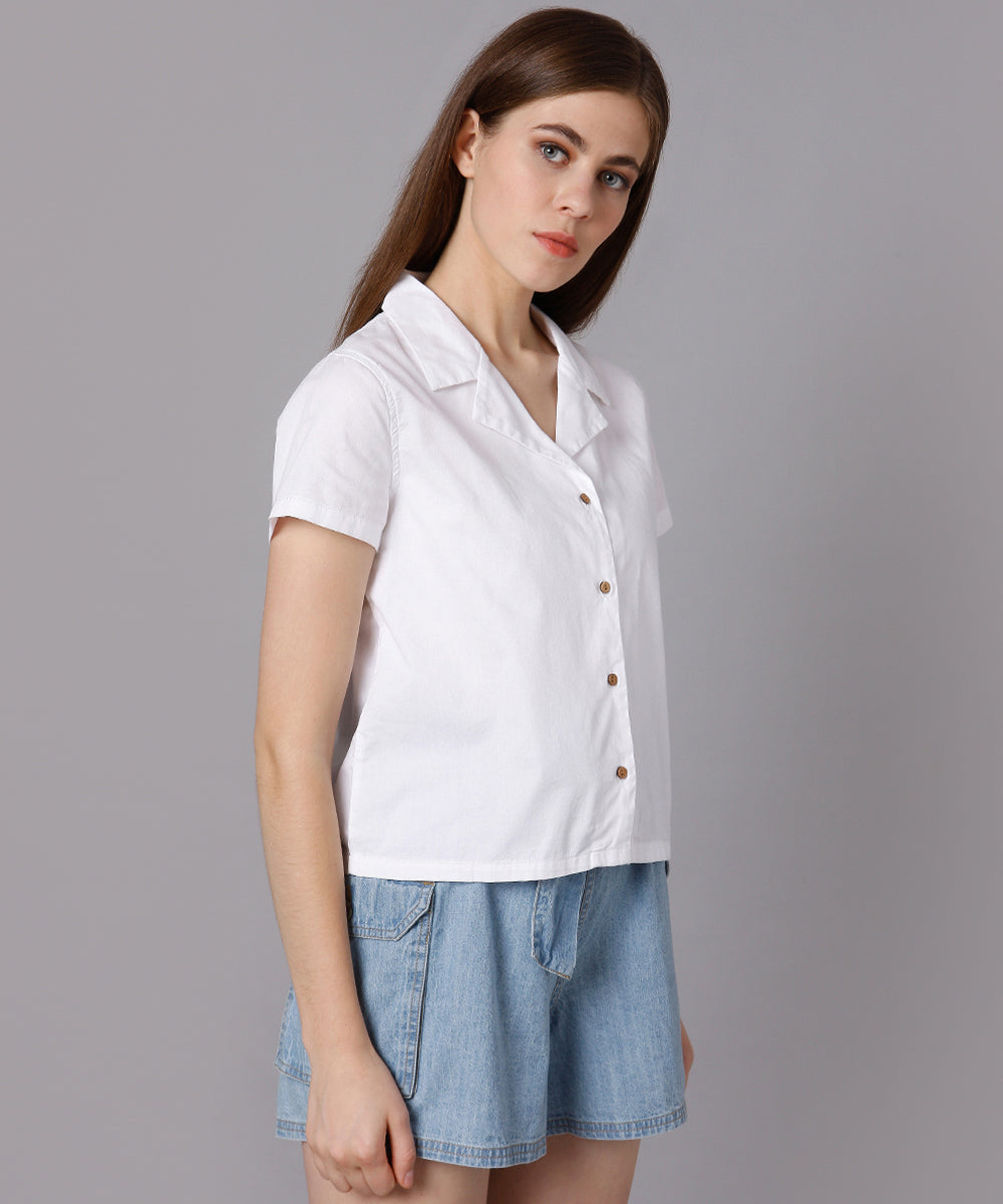 Lapel Collar White Shirt