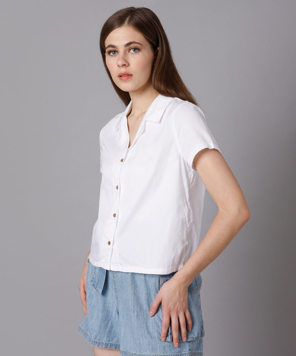 Lapel Collar White Shirt