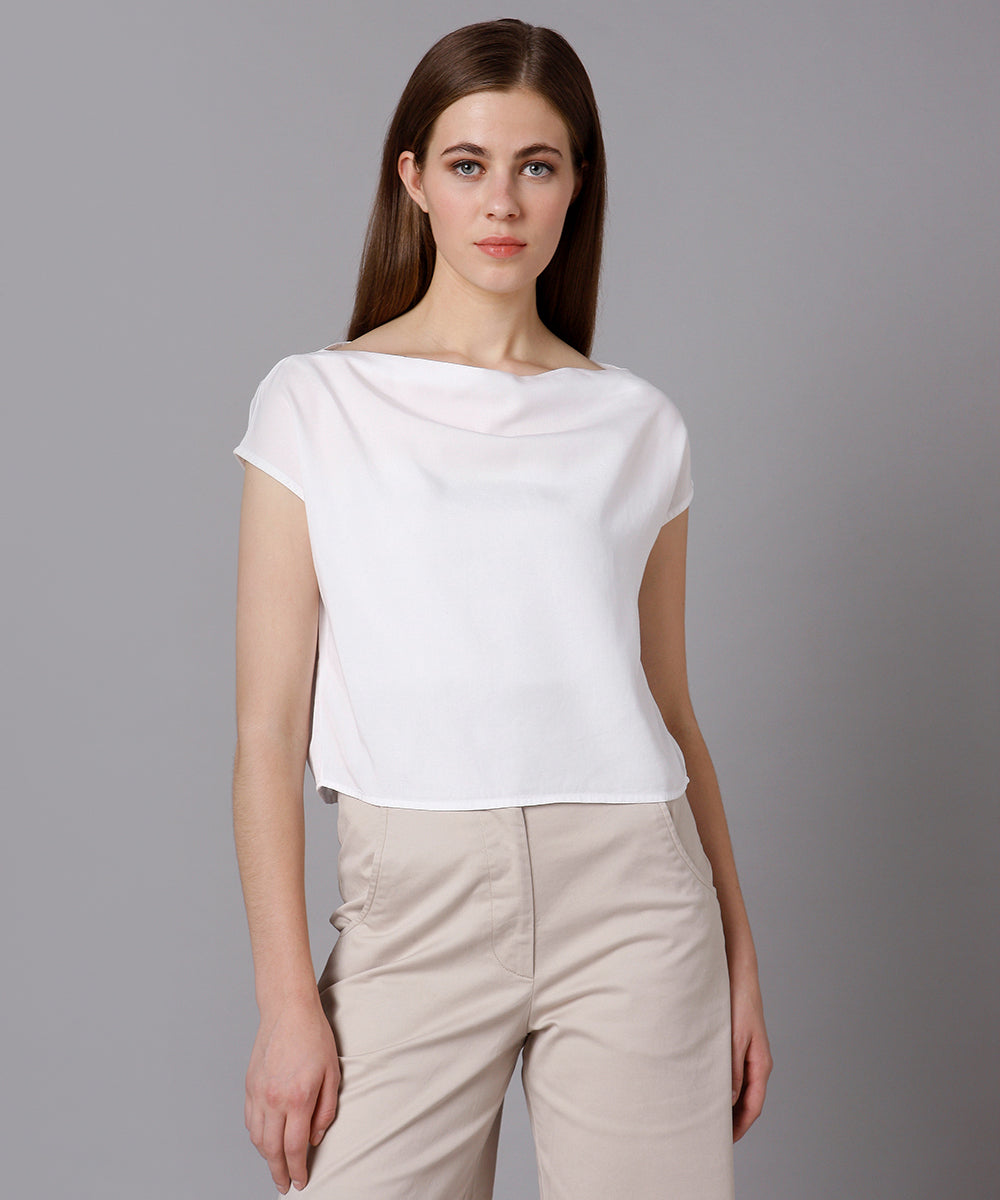 Lyocell Crop Top-White