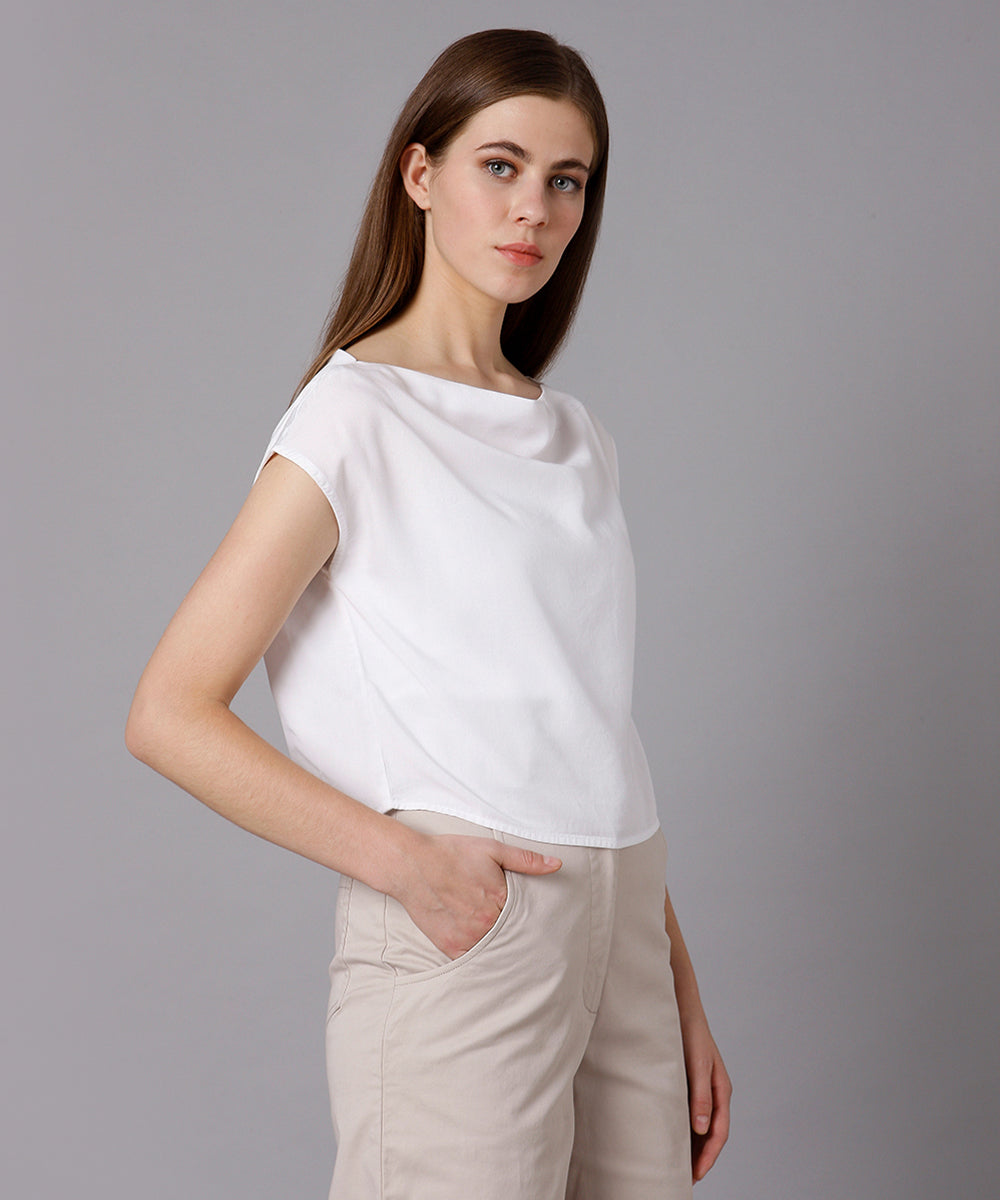 Lyocell Crop Top-White