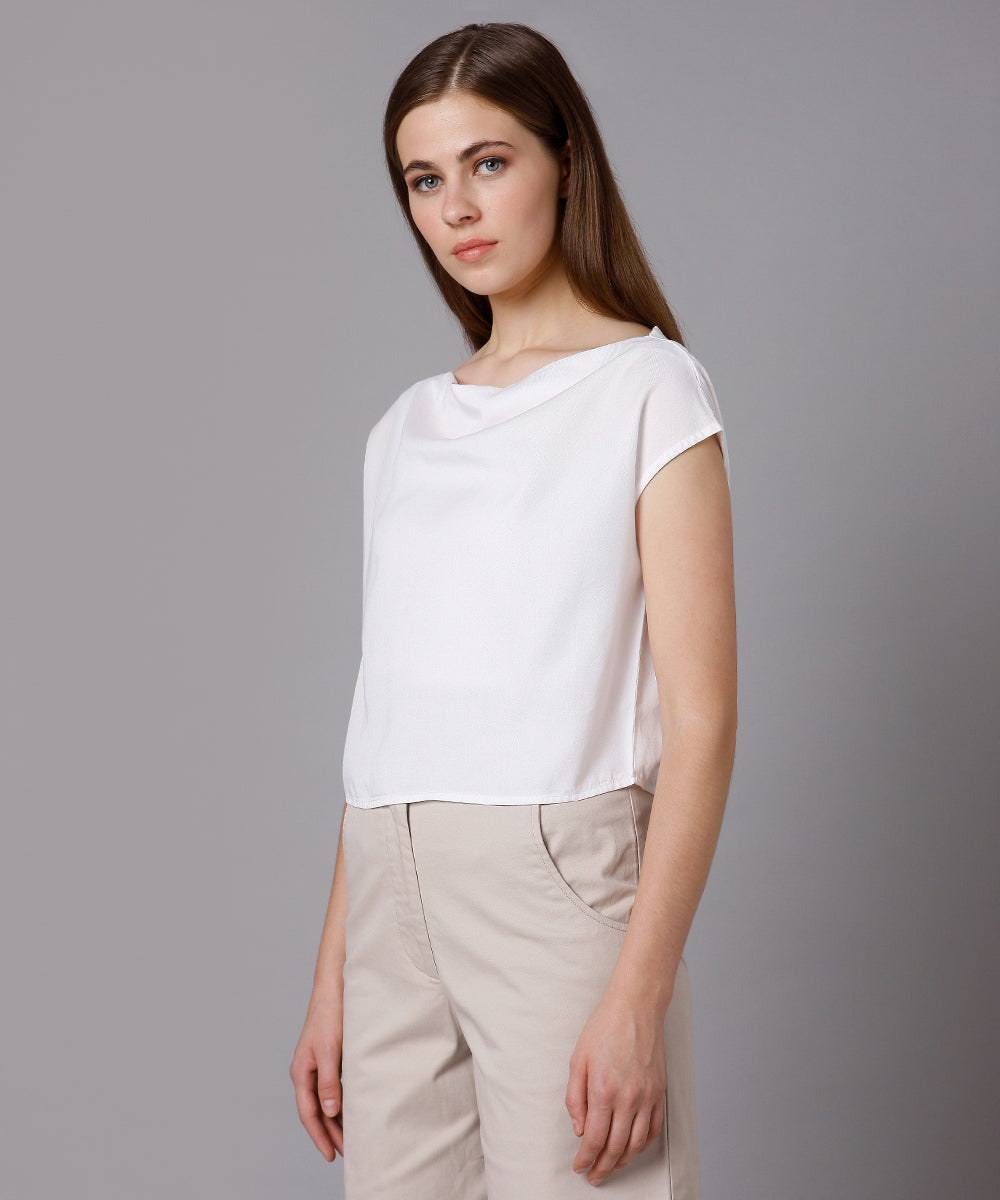 Lyocell Crop Top-White