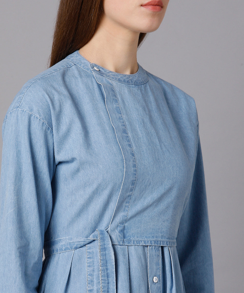 Cotton Denim Dress with a Placket