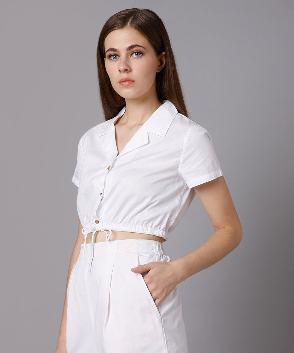 White Shirt with Drawstring at waist