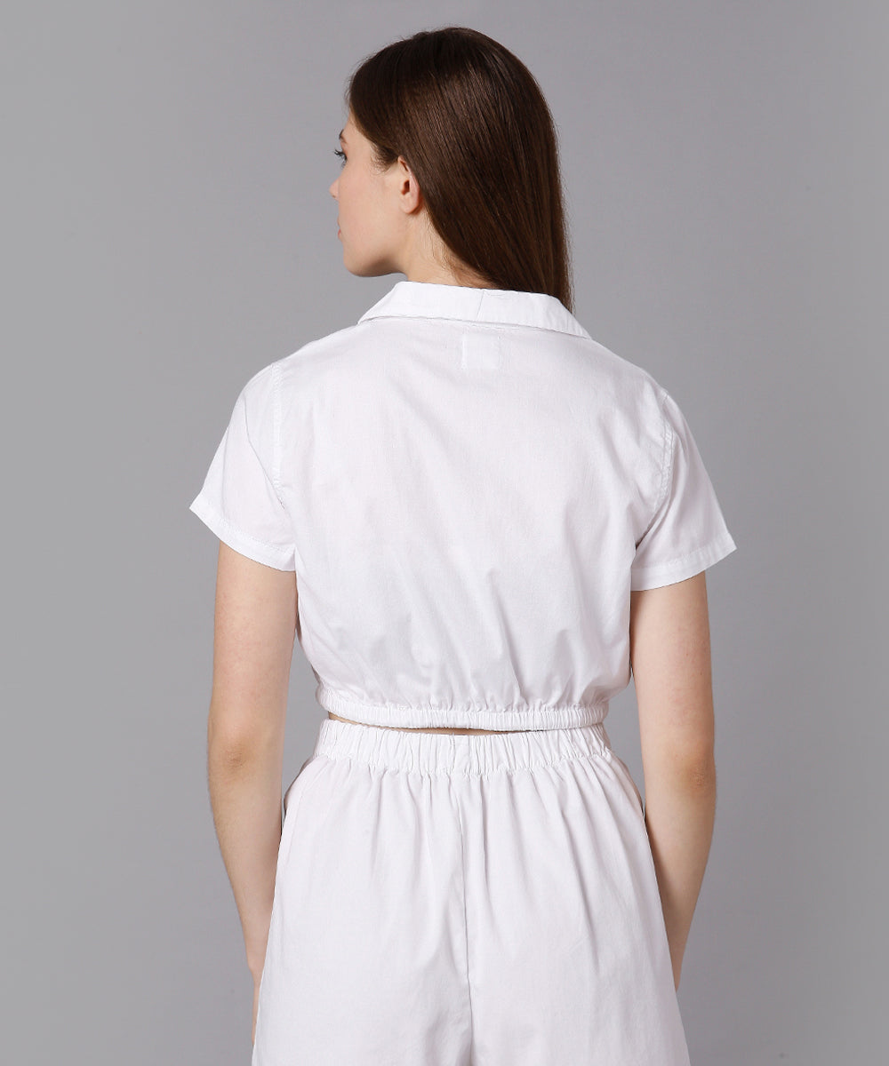 White Shirt with Drawstring at waist