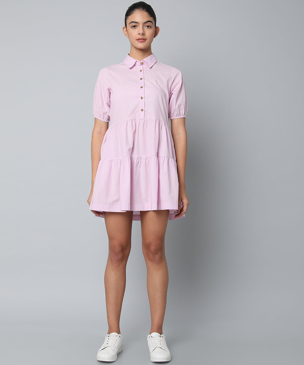 Tiered Cotton Dress- Lilac