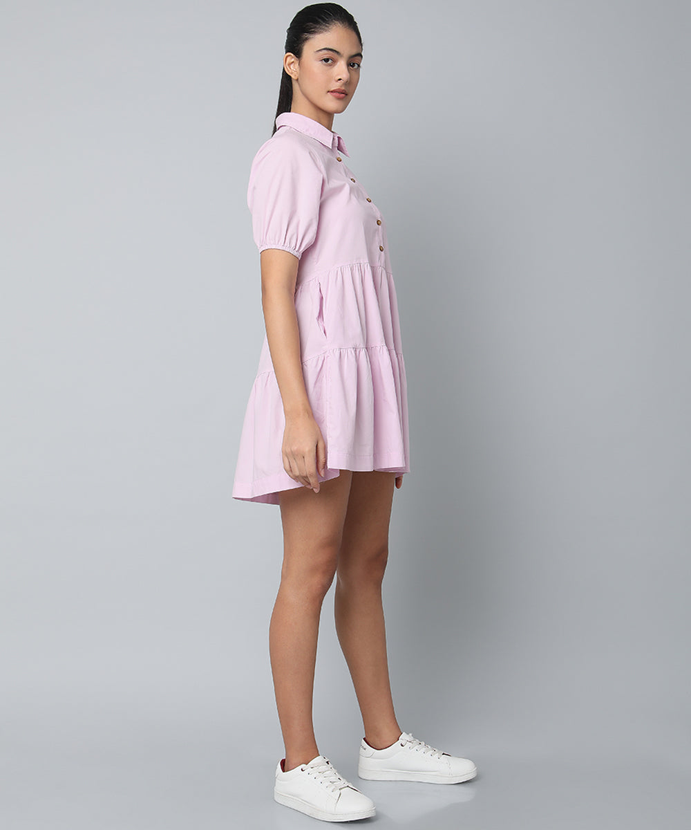 Tiered Cotton Dress- Lilac