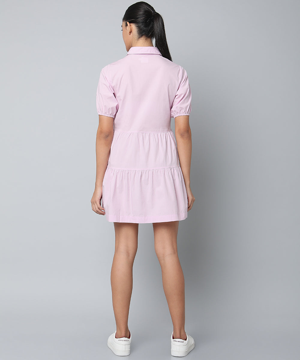 Tiered Cotton Dress- Lilac