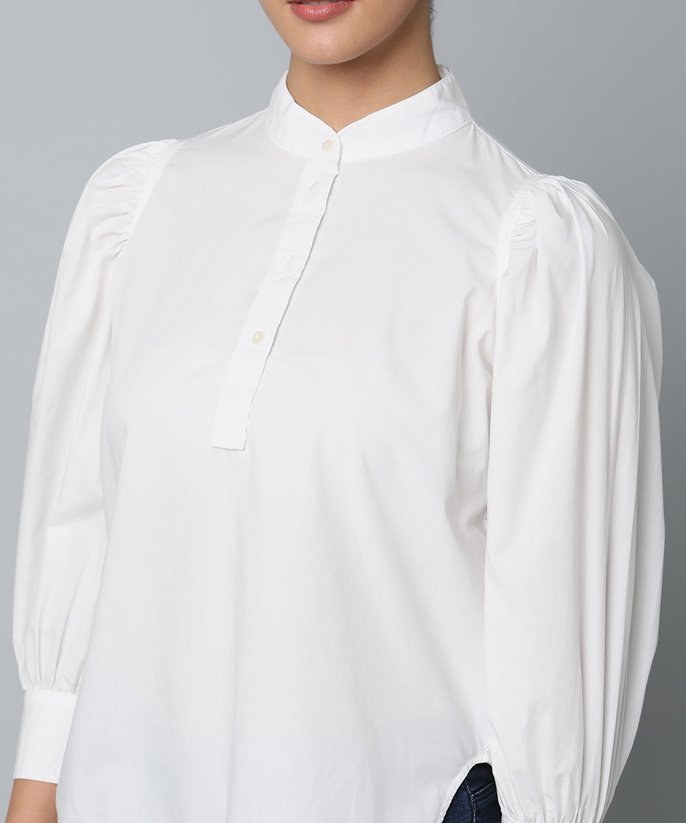 Cotton Semi Half Placket Shirt