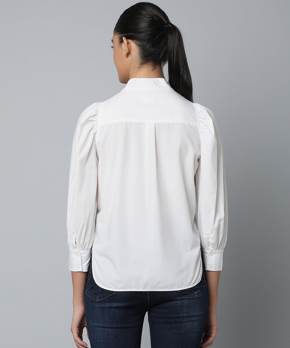 Cotton Semi Half Placket Shirt