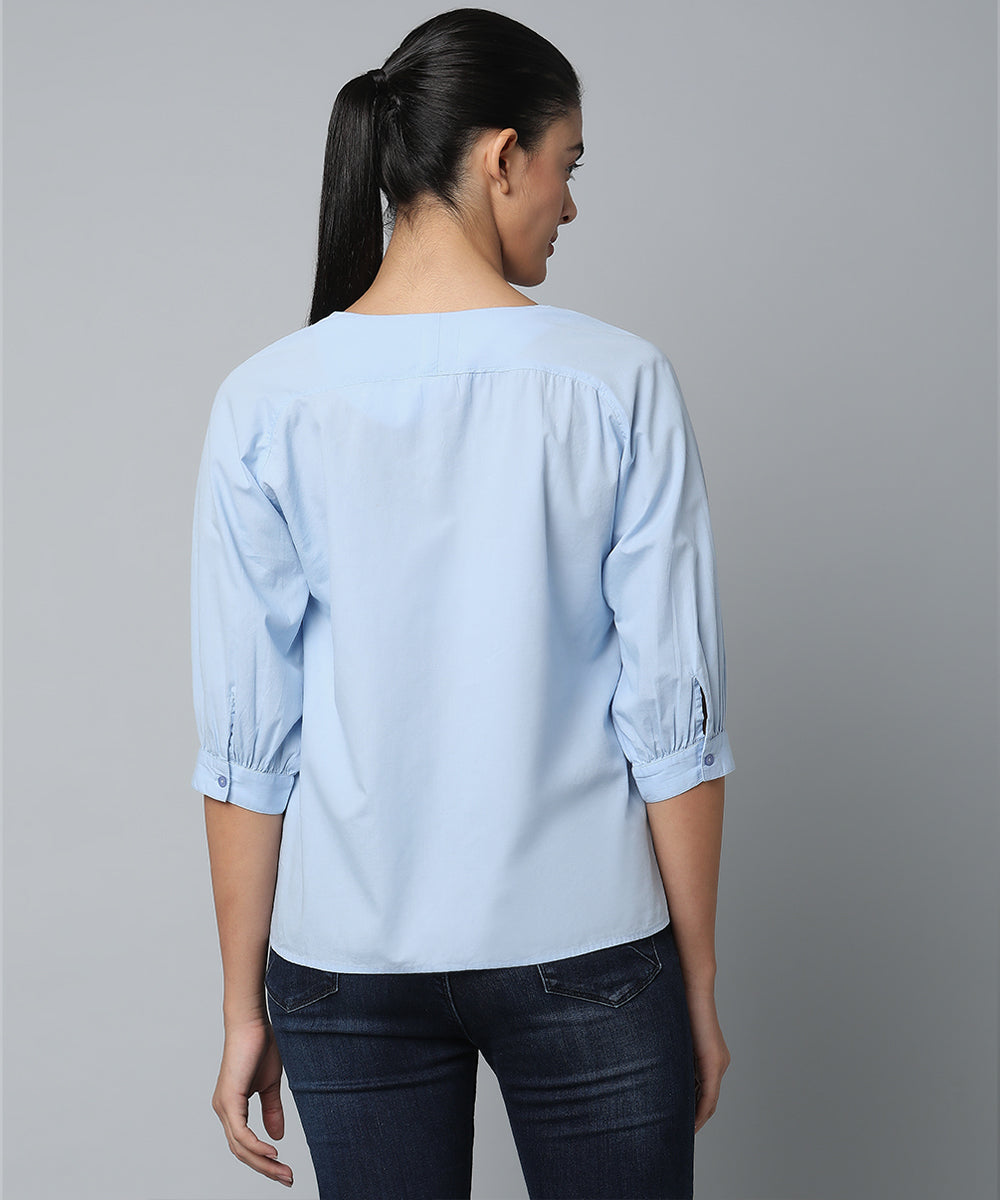 Cotton High Low Top- Blue