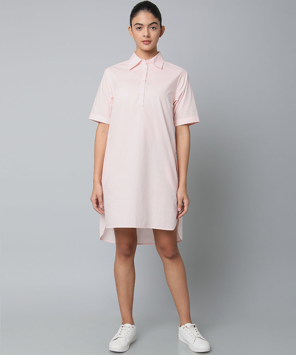 Peach Cotton Shirt Dress