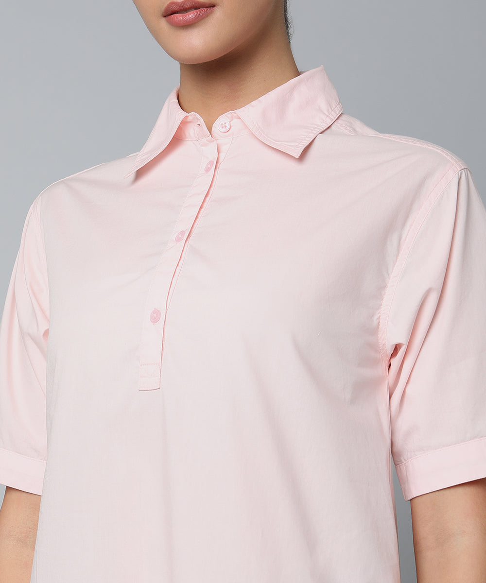 Peach Cotton Shirt Dress