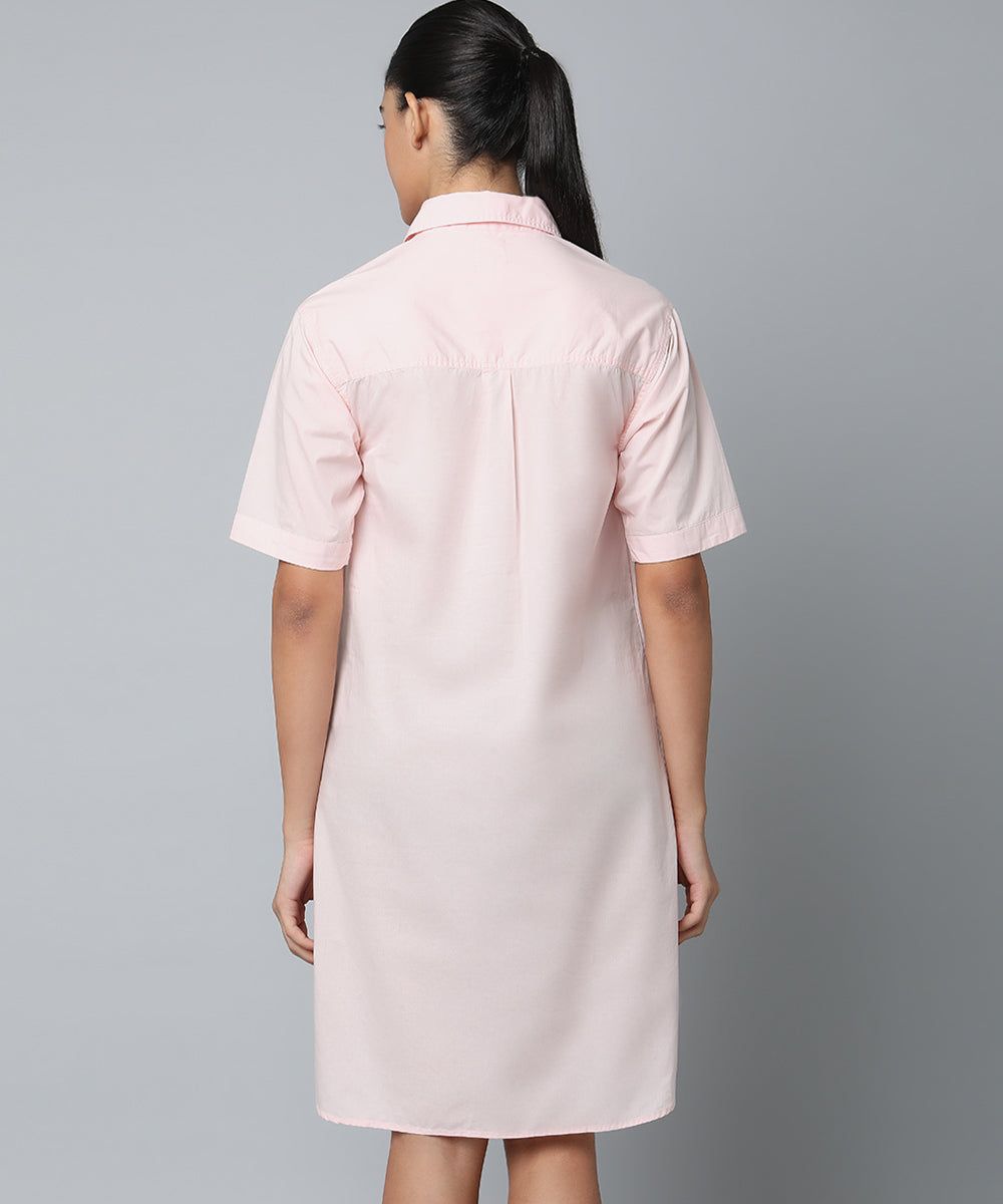 Peach Cotton Shirt Dress