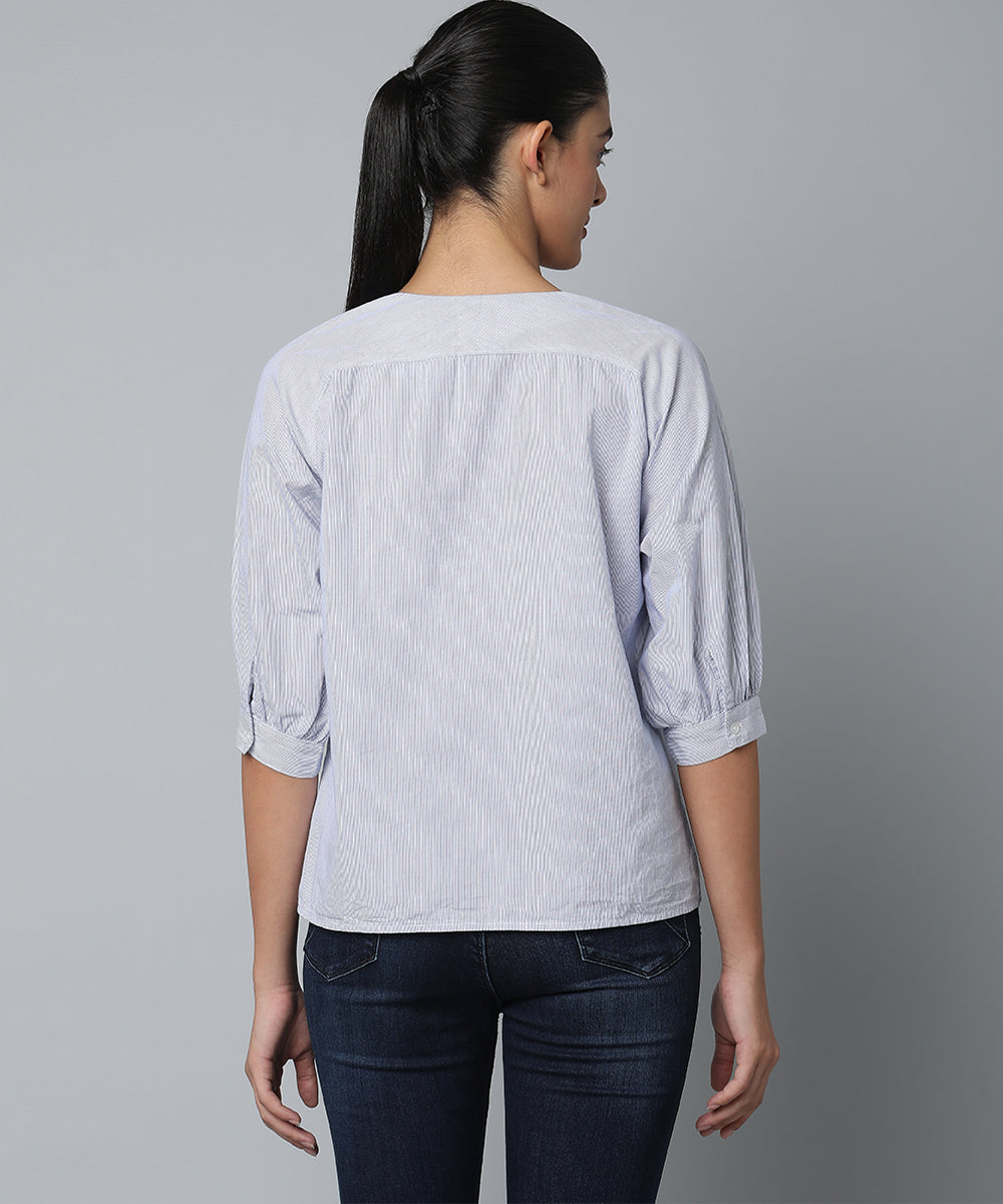 Cotton High Low Top- Striped