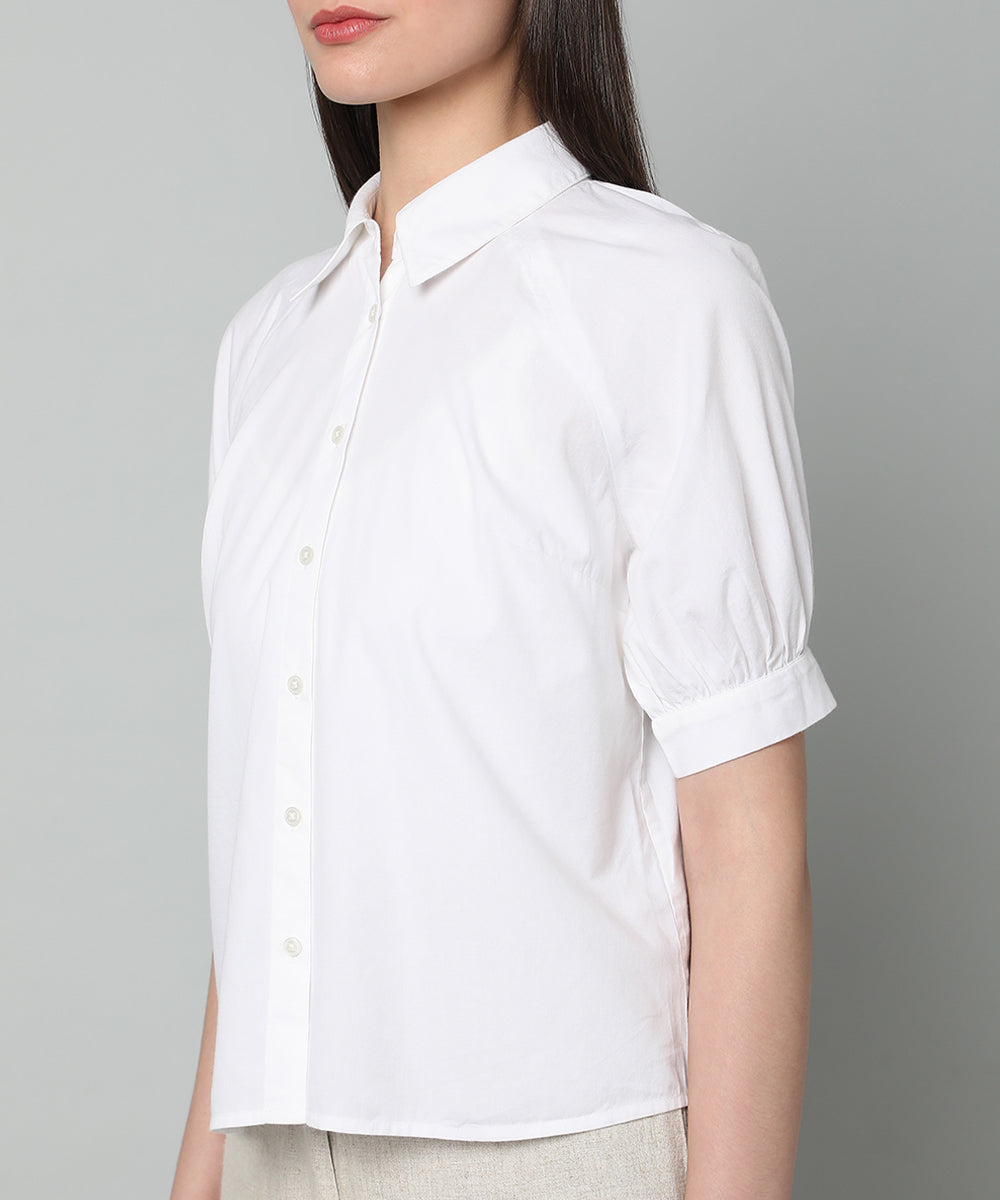 White Cotton Shirt with raglan sleeves