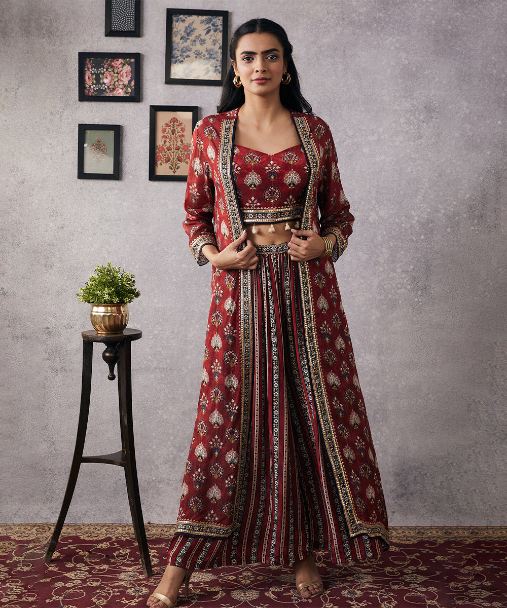 Sarouk embroidered co-ord Set with jacket