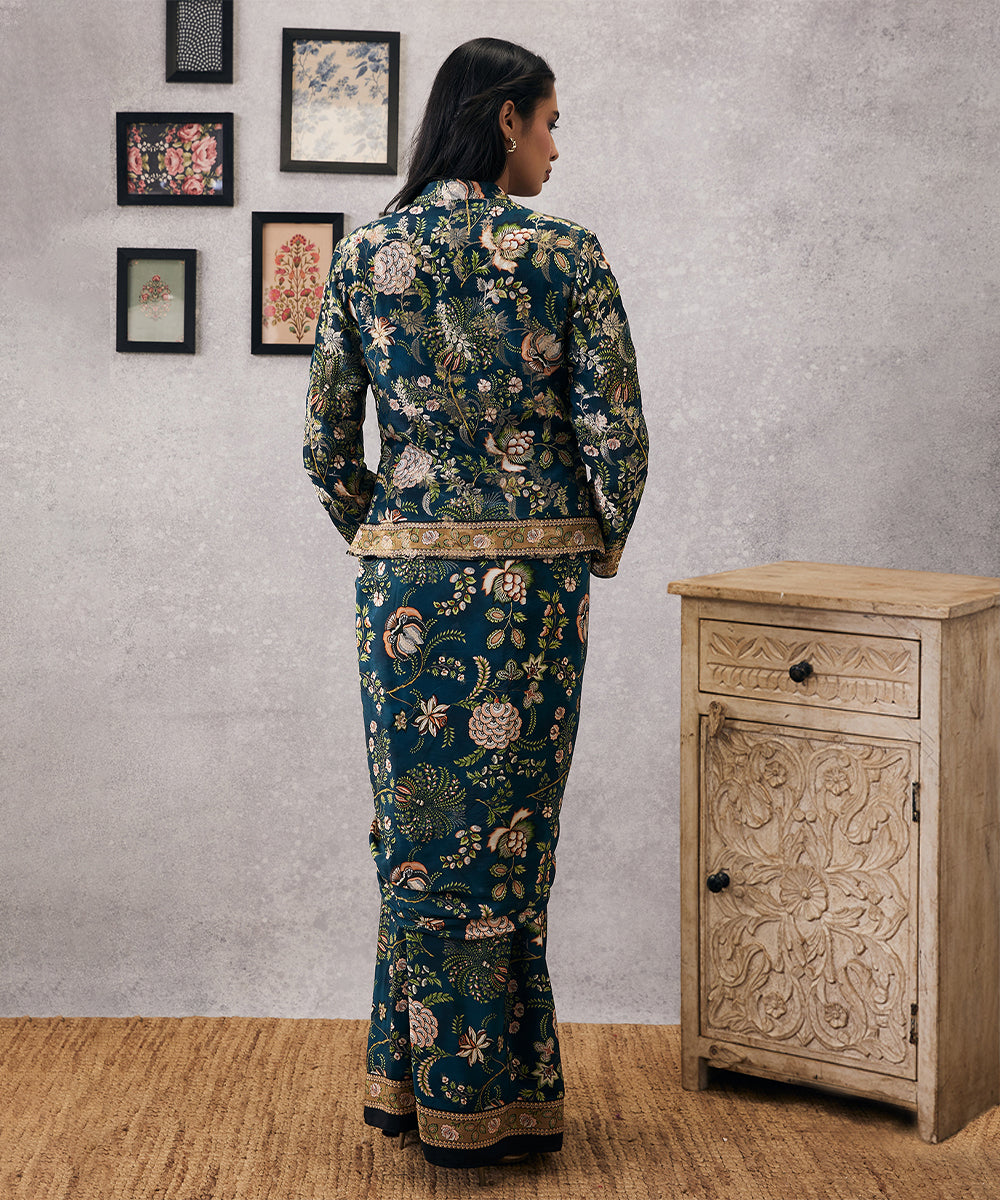 Mehr embroidered jacket with drape skirt