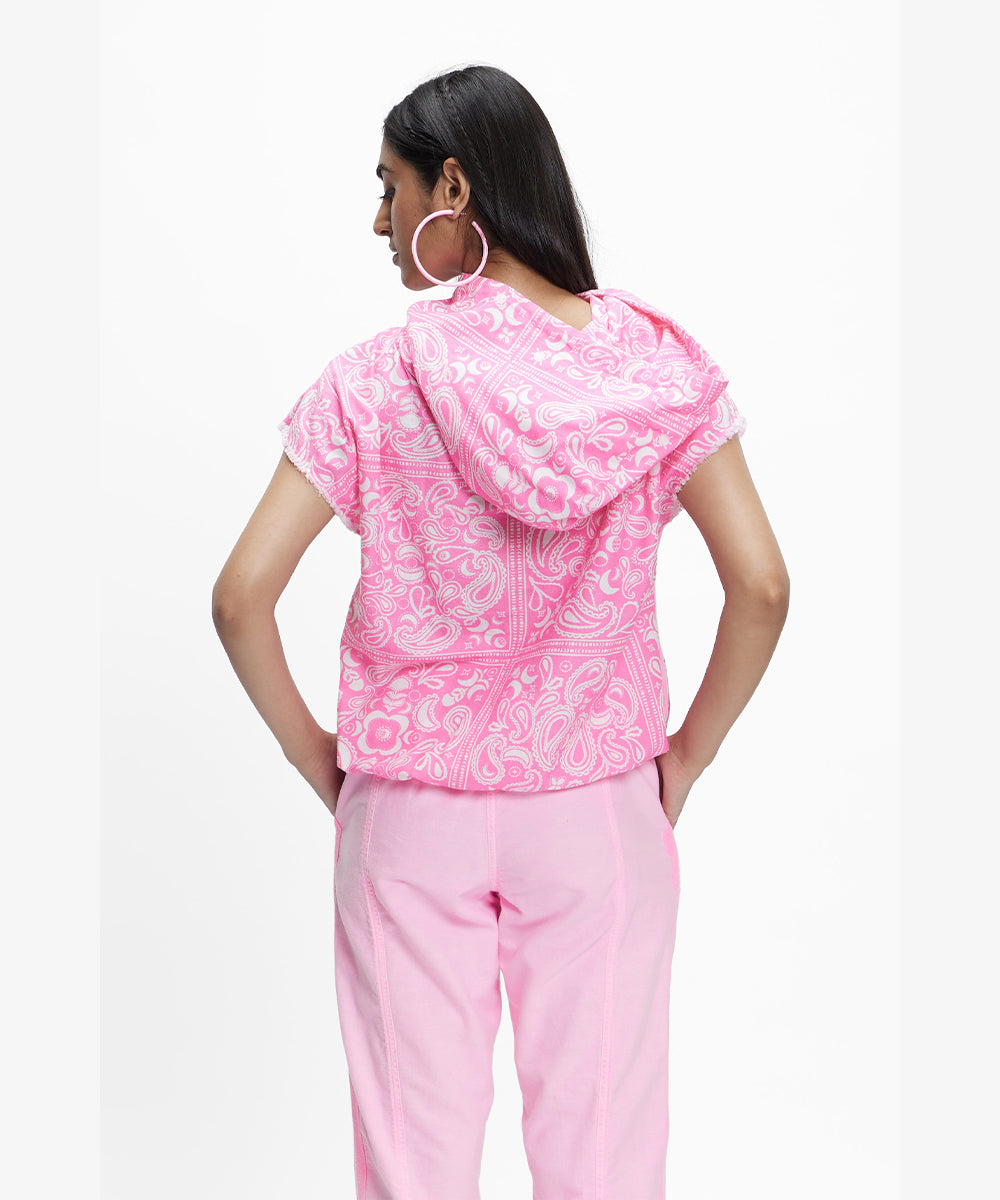 Sadet-Lunar Paisley Aurora Pink Sleevelss Hoodie