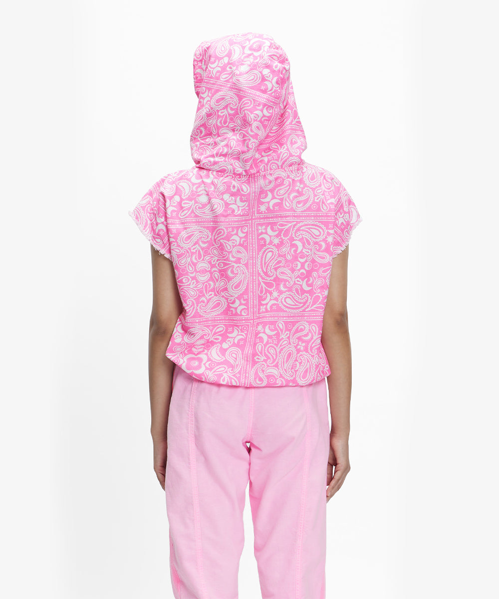 Sadet-Lunar Paisley Aurora Pink Sleevelss Hoodie