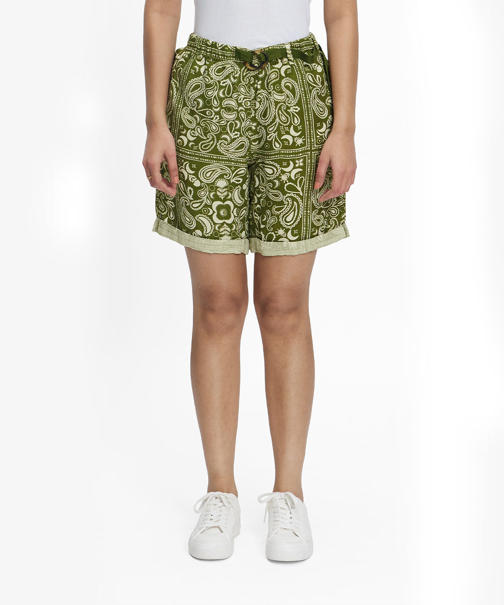 Seasee- Lunar Paisley Olive Brunch Shorts